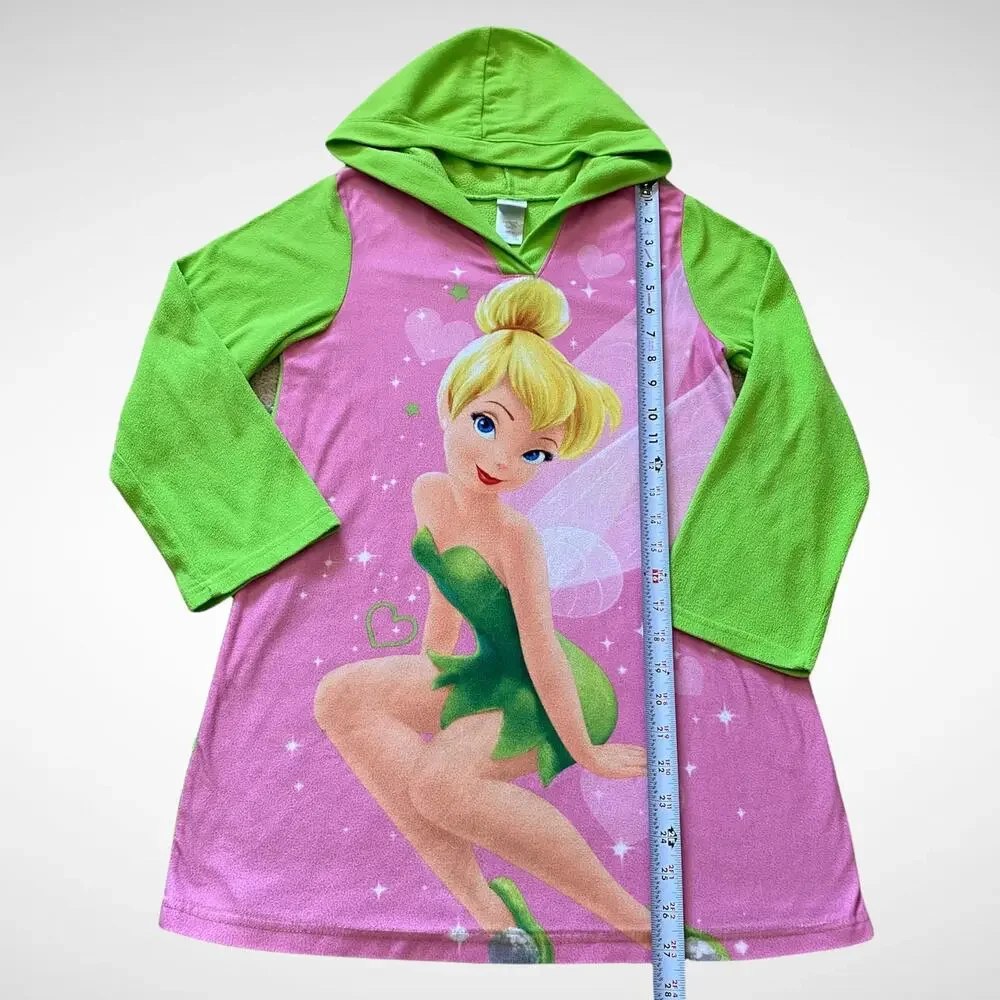 Disney Fairies Tinker Bell 2012 Hooded PJ Sleep Gown Dress Kids Sz 10 - Picture 3 of 10